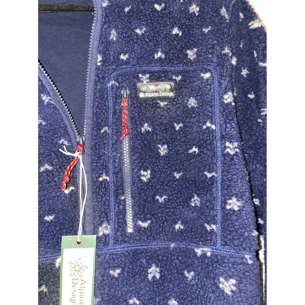 Alpine Design Mens Mad Sherpa FZ Fleece Print Jacket Navy Birds Eye ADM24601P M - Picture 2 of 8